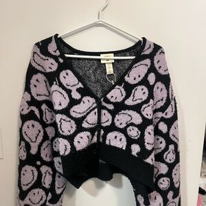 Smiley Face Black and Purple sweater